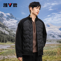 雅鹿轻薄羽绒服外套男士2025秋冬季休闲防风立领保暖休闲百搭外套 黑色 3XL 190