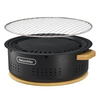 挪客户外 墨烟桌面圆形围炉煮茶烧烤炉 黑色/烤网款