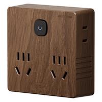 国际电工（FDD）86型扩展插座一转多功能墙壁转换插头床头书桌直插式无线转换器 胡桃木色丨一转四插座(14孔)