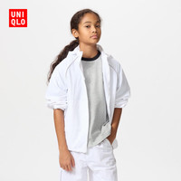 优衣库童装男童女童便携式防紫外线连帽外套防晒衣服透气478235 00 白色 110
