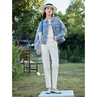 茵曼(INMAN) 章若楠同款复古短款牛仔外套年秋长袖上衣 牛仔蓝-18518171 M