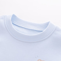 拉比儿童衣服秋冬婴儿保暖内衣秋衣秋裤男童女宝宝睡衣睡裤打底2套装 元气熊圆领服套装2套装 粉蓝 120