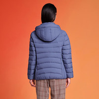 坦博尔科技面料轻薄短款羽绒服女可脱卸帽宽松保暖外套TD236256 浅黛蓝 M (165)