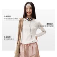 回力（Warrior）罗纹圆领打底衫女2025年秋装女装百搭潮流时尚休闲内搭上衣 黑#纯色 L