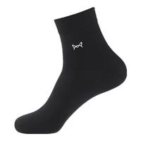 猫人100%纯棉男士袜子【5双】秋冬3A抗菌吸汗防臭休闲舒适中筒袜 【黑色2青2深灰1】 100%长绒棉 5双