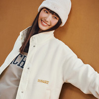 斯凯奇【摇粒绒拼接】秋女式外套防风保暖运动外套女 奶油米白/00NA 2XL