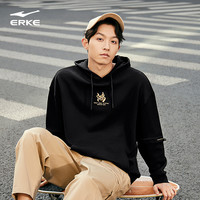 鸿星尔克卫衣男秋冬男士休闲连帽卫衣运动圆领上衣套头衫女装男装 【9306】正黑 3XL