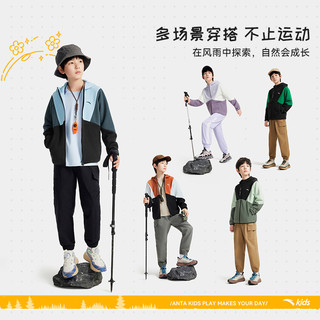 安踏儿童男童摇粒绒外套2025秋女童保暖中大童抗静电连帽外套