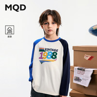 马骑顿（MQD）MQD男大童秋季学院风撞色插肩袖鸳鸯色美式复古长袖T恤 藏青 120