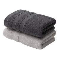 三利毛巾 7A纯棉抗菌毛巾加厚柔软顺滑吸水速干成人男女家用擦脸巾 深灰色+浅灰色