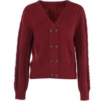 百图betu女装2025春季毛衣V领金属双排扣麻花套头毛衫女2501T04 红色 XS