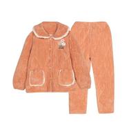 都市丽人 COSMO LADY三层夹棉家居服套装秋冬保暖内衣加厚加绒睡衣女LHT1H5 奶油橙 2XL