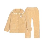 都市丽人 COSMO LADY三层夹棉家居服套装秋冬保暖内衣加厚加绒睡衣女LHT1G6 奶油黄 M
