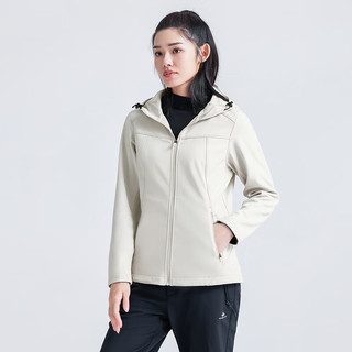拓路者秋季防风防泼水登山服外套女装春秋款三防夹克连帽休闲软壳衣 银灰色 M