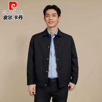 皮尔卡丹商务休闲夹克男男百搭舒适外套男秋冬季加棉保暖男装时尚男装 黑色 XL （120-140斤）