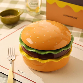 佩尔森汉堡包碗盘套装趣味碗盘沙拉碗创意甜品盘陶瓷餐具可爱