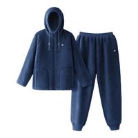 蕉内绒绒5系羊羔绒睡衣男士家居服连帽套装秋冬季 【男士】镨蓝 M