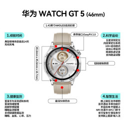 华为 HUAWEI WATCH GT5 智能手表 46mm 苍山灰 氟橡胶表带