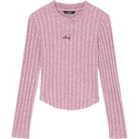 妖精的口袋粉色刺绣针织衫女2025早秋氛围感穿搭新款韩系薄款上衣