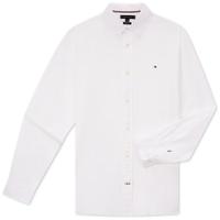 TOMMY HILFIGER【牛津纺】秋冬男女商务休闲通勤易打理纯色条纹长袖衬衫 【小绣标纯色衬衫】-白色YCI S （：120-135斤）