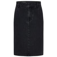 MO&Co.【NOIR系列】半身裙2025秋烫钻弹力棉质直筒MBE3SKT015 牛仔黑色 M