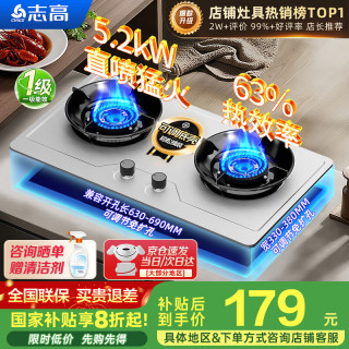 志高 JZT-ZS110BF 5.2kW 天然气灶 双灶 全尺寸免扩孔台式嵌入式
