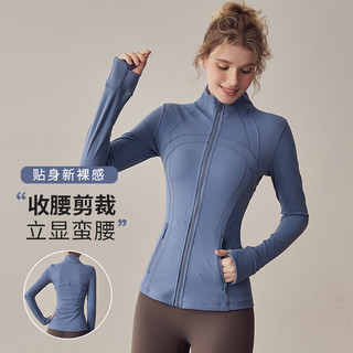 LULU CENTURY瑜伽服外套女修身立领秋冬跑步运动上衣普拉提训练服长袖女 黑色 L