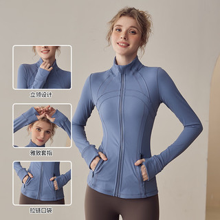 LULU CENTURY瑜伽服外套女修身立领秋冬跑步运动上衣普拉提训练服长袖女 黑色 L