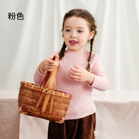 欧孕（OUYUN）儿童打底衫男童女童长袖t恤秋冬加厚上衣秋装半高领 粉色【A类品质 保暖加倍】 140