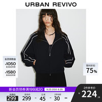 URBAN REVIVO 撞色条纹 女士外套  墨蓝 M