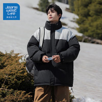 JEANSWEST LIFE棉衣男冬季2025外套男加厚潮流保暖棉服 拼接黑色MYM24-88888 2XL (165-185斤)