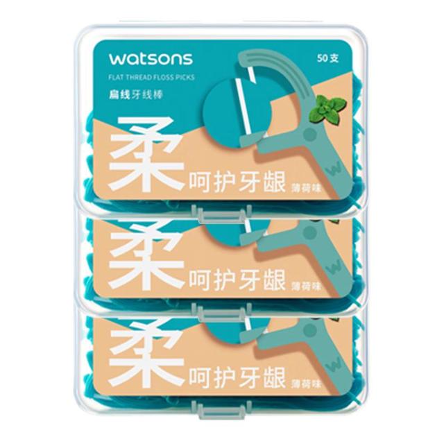 屈臣氏 薄荷味 牙线棒  扁线3盒