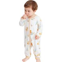 ibaby/英伦宝贝恒温新生婴幼儿童睡内衣春秋季男女宝宝连体薄款连体衣 长袖开扣连体衣-珊瑚海马 90码