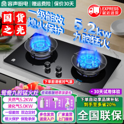 Ronshen 容声 燃气灶双灶5.2KW一级能效家用天然气液化气煤气炉灶台式嵌入式猛火方架铜盖可翻盖炉