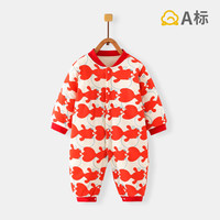 班杰威尔婴儿衣服秋冬季夹棉连体衣加厚保暖外出服新生儿宝宝棉衣哈衣爬服 加厚有鱼棉衣 80cm (9-12个月身高73-80cm)