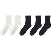 一宅一物袜子男夏季7A抗菌100%纯棉吸汗消臭休闲袜中筒舒适袜黑色袜子5双 白色1浅灰1藏蓝1深灰1黑色1