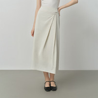 范思蓝恩高腰A型不规则半身裙女2025秋季气质通勤长裙子298 米色 S