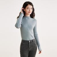 乐町 【多色可选 简约百搭】波浪领线套衫女秋冬针织打底修身毛衣