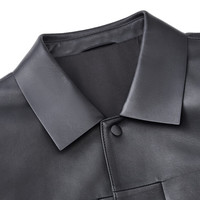 九牧王【25新-皮衣外套】商务通勤男士高端领导秋冬公务保暖夹克上衣 黑色口袋 1399 3XL 185/104A(54)