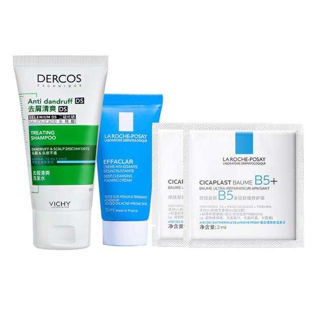 今日必买：VICHY 薇姿 绿标50ml洗发水X LRP体验包（B5霜2ml*2+净肤洁面泡沫15ml）
