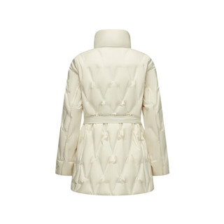 波司登冬季鹅绒羽绒服女轻薄立领蓬松气质束腰显瘦外套B30134142 白桦色8119 175/96A