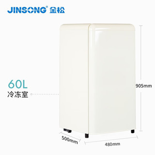 金松 BD-60R 全冷冻单门小冰箱 60L 慕斯白