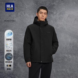 HLA海澜之家棉服男25轻商务经典系列连帽外套男冬季 黑色（净色）(10) XL 180/96A(XL)151~164斤
