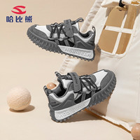 哈比熊童鞋春秋季儿童运动鞋男童网面透气跑步鞋女童鞋轻盈百塔跑鞋 灰白 29 脚长17.7cm/内长18.7