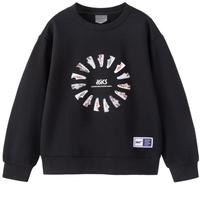 asics亚瑟士童装春季男童运动休闲百搭连帽长袖卫衣T恤 001黑色 140