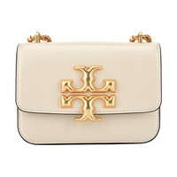【轻瑕清仓-内部金属件划痕、非表面、介意】TORY BURCH 汤丽柏琦 Eleanor 立体感黄铜标志性双TLogo可调节金属链条背带 牛皮革 小方包斜挎单肩包 小号 女款 黑色/奶油白