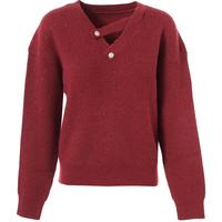 百图betu女装冬季新款毛衣V领不对称镂空柔软舒适毛衣女2410T43