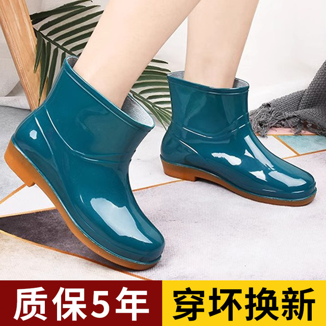 无品牌 雨鞋 女款成人防水防滑牛筋底低筒胶鞋 墨绿 36