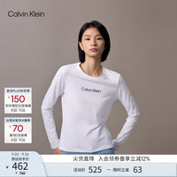 Calvin KleinJeans25秋季女士休闲通勤ck字母印花打底修身长袖T恤47D281G YAA-月光白 L