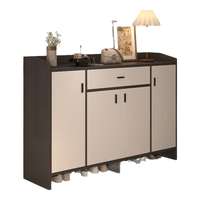 锦需实木鞋柜家用门口入户2025玄关收纳柜一体靠墙楼道电梯口鞋架 【四门一抽】雾灰+白140x32x80cm